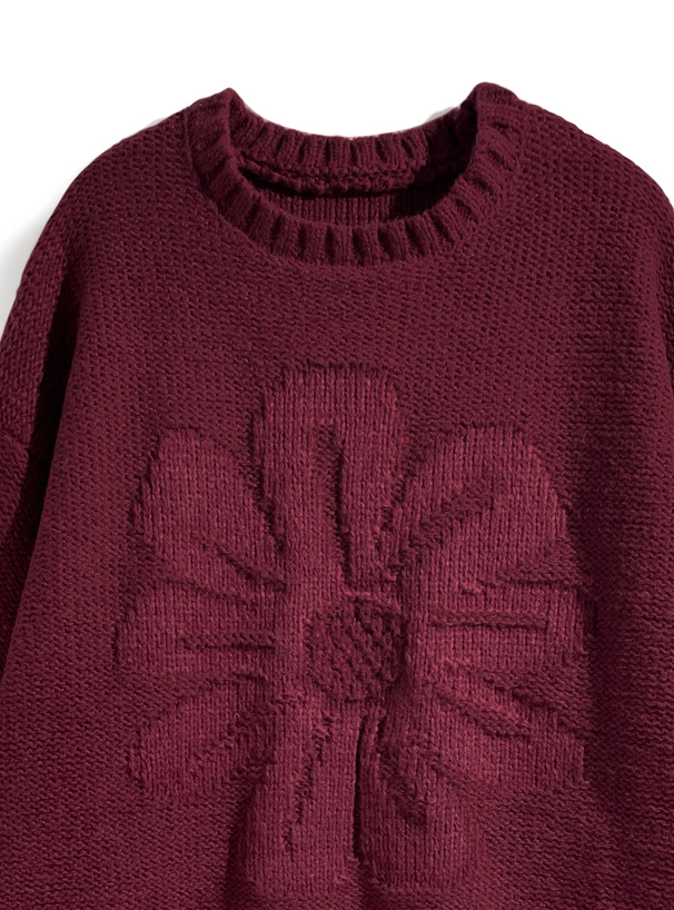 フラワージャガードニットトップス