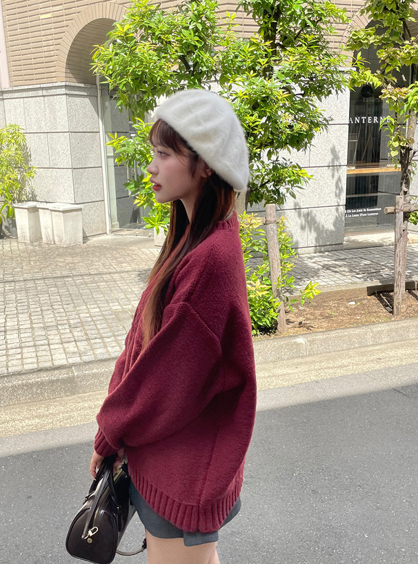 フラワージャガードニットトップス