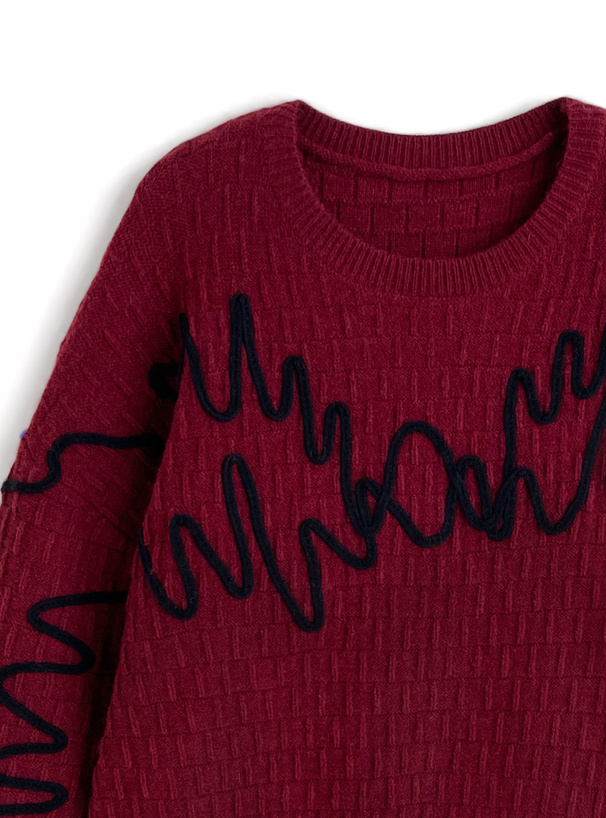 コード刺繍ニットトップス