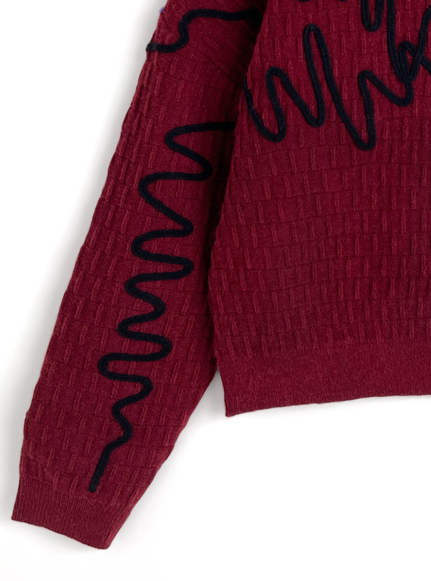 コード刺繍ニットトップス