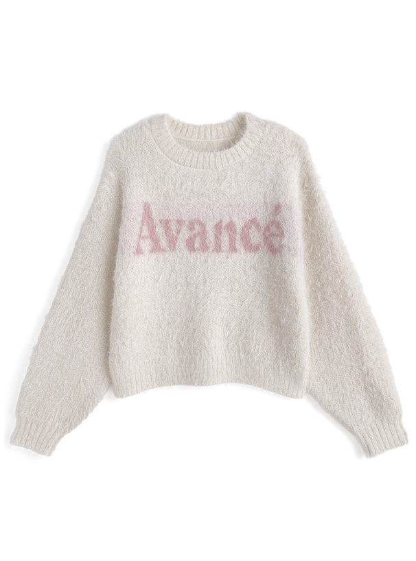 ラメシャギーロゴニットトップス