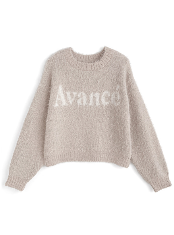 ラメシャギーロゴニットトップス