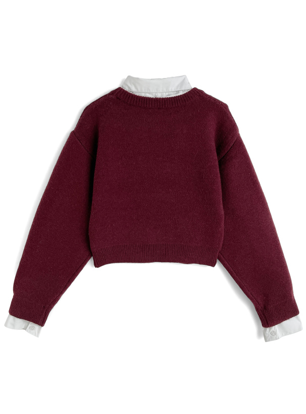 2Way襟付きロゴジャガードニットトップス