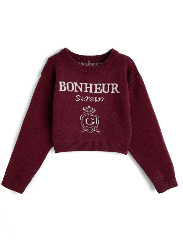 2Way襟付きロゴジャガードニットトップス