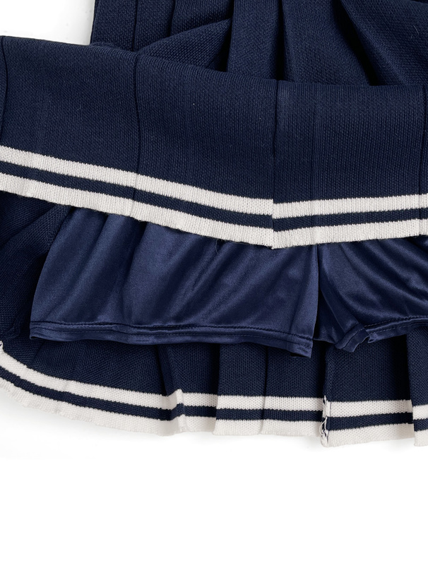 ポロニットトップス×インパン裏地付きプリーツミニスカート