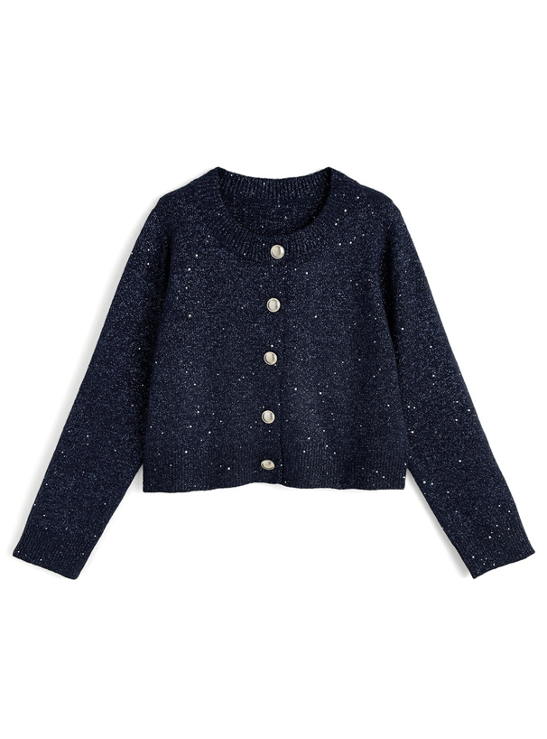 スパンコールラメニットカーディガン