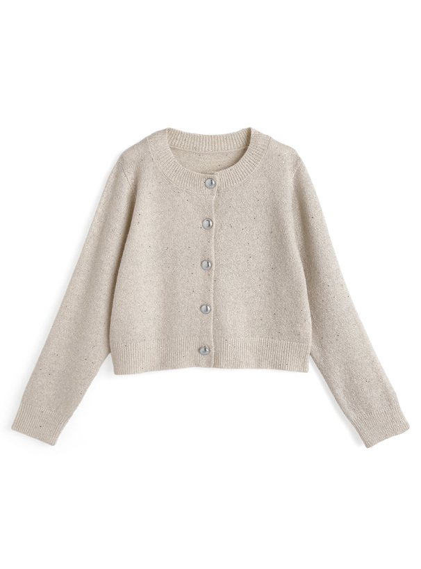 スパンコールラメニットカーディガン