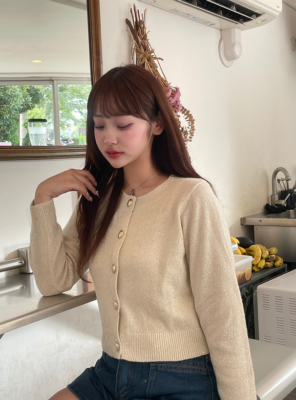 スパンコールラメニットカーディガン