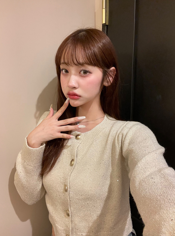 スパンコールラメニットカーディガン