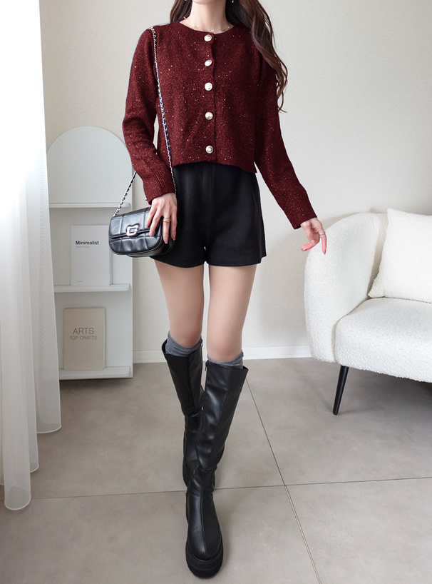 スパンコールラメニットカーディガン