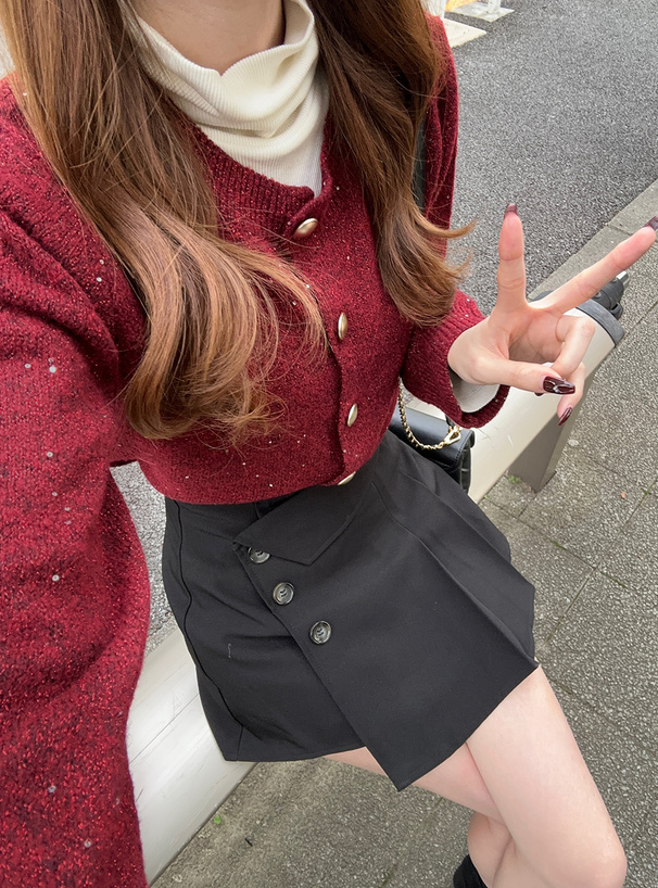 スパンコールラメニットカーディガン