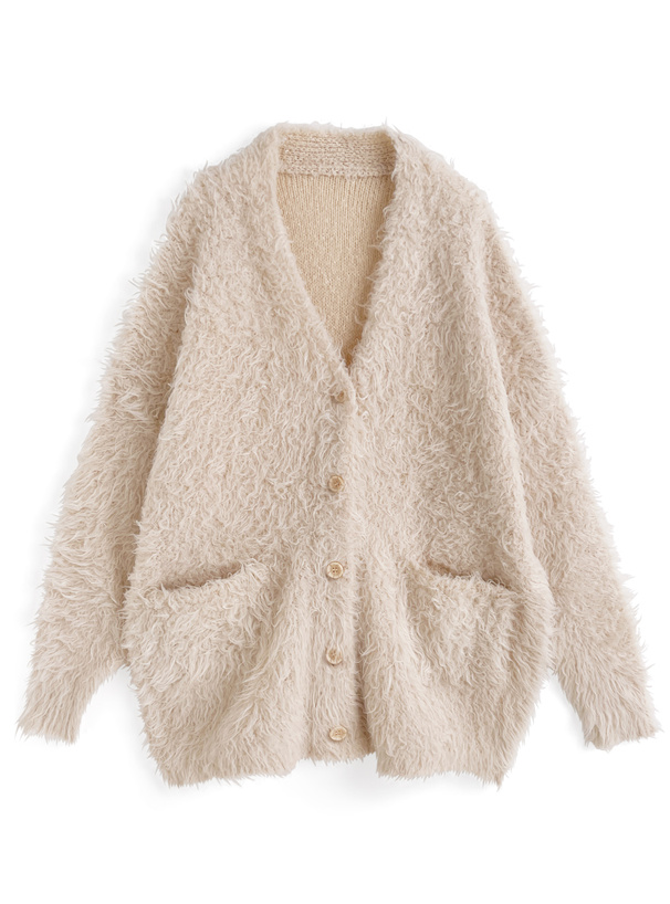 ルーズブークレニットカーディガン