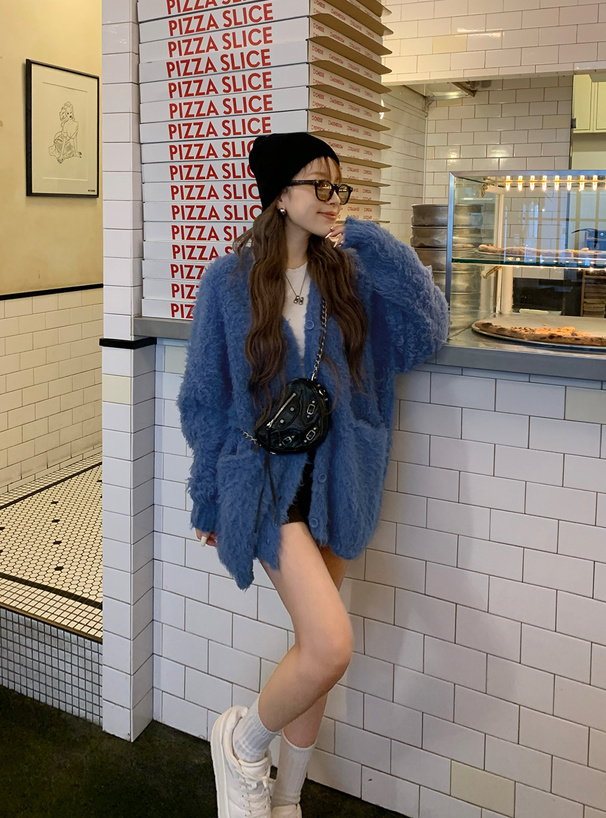 ルーズブークレニットカーディガン