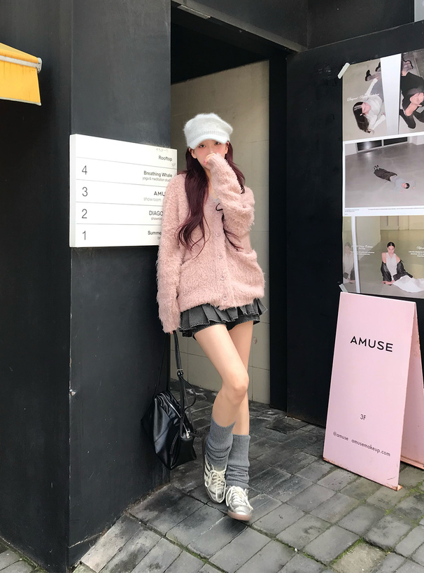 ルーズブークレニットカーディガン