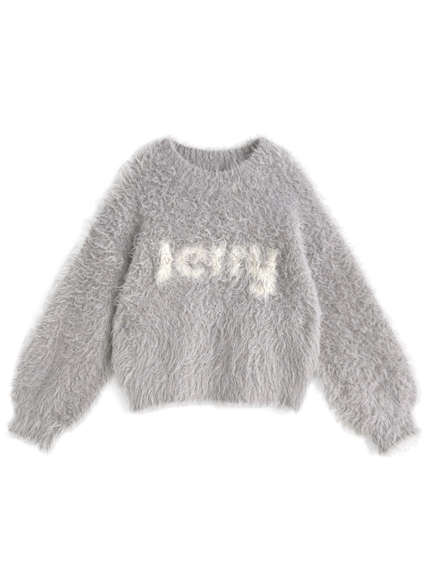 ロゴブークレニットトップス