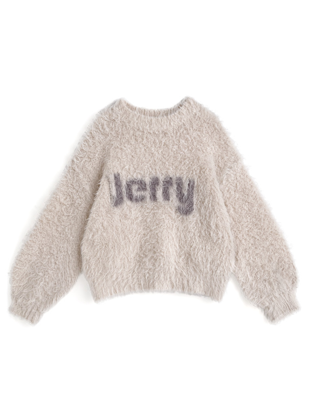 ロゴブークレニットトップス