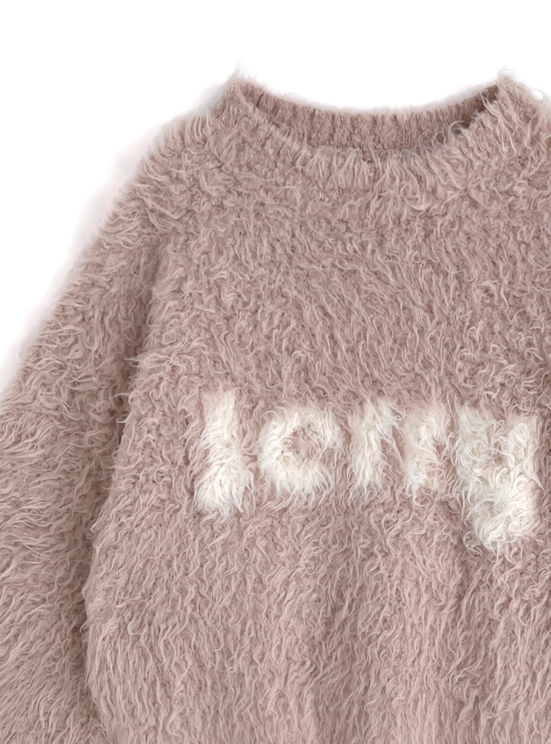 ロゴブークレニットトップス