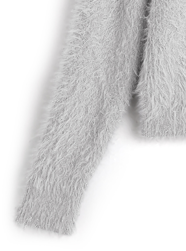 ラメシャギーフリンジカラーダブルジップニットトップス