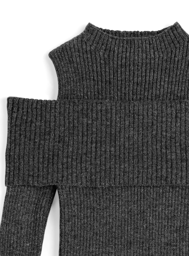 ショルダーオープンリブニットトップス