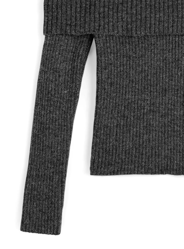 ショルダーオープンリブニットトップス