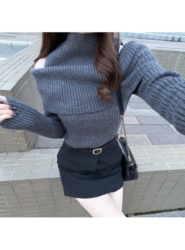 ショルダーオープンリブニットトップス[fs44] | レディース