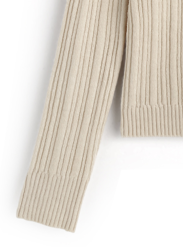 オフショルダーリブニットトップス