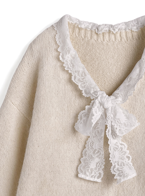 レースドッキングニットトップス