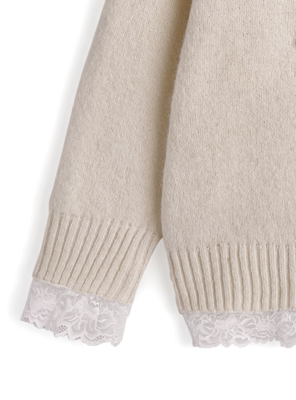 レースドッキングニットトップス