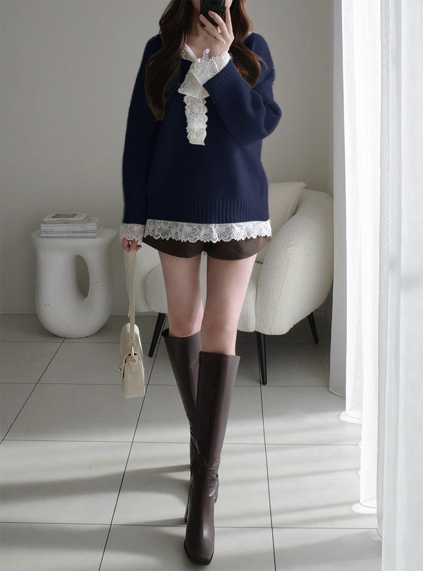 レースドッキングニットトップス[fs49] | レディースファッション通販