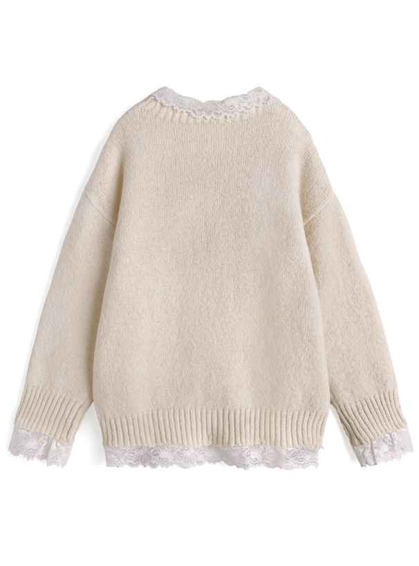 レースドッキングニットトップス