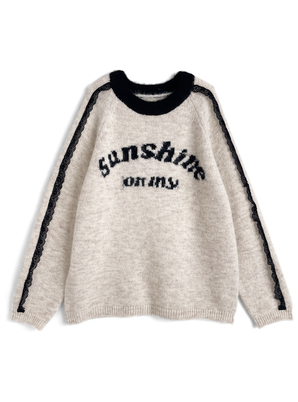 レースラインロゴニットトップス