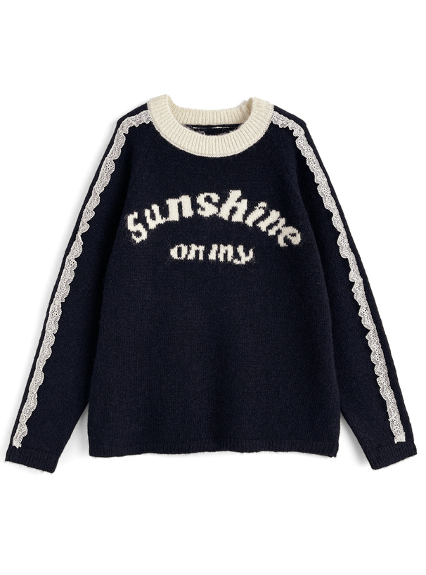 レースラインロゴニットトップス