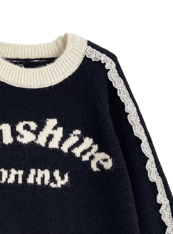 レースラインロゴニットトップス