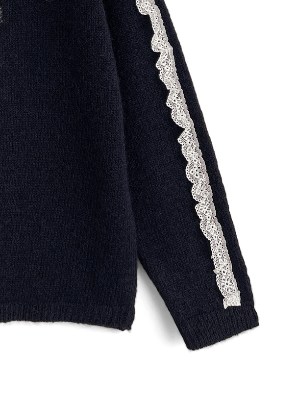 レースラインロゴニットトップス