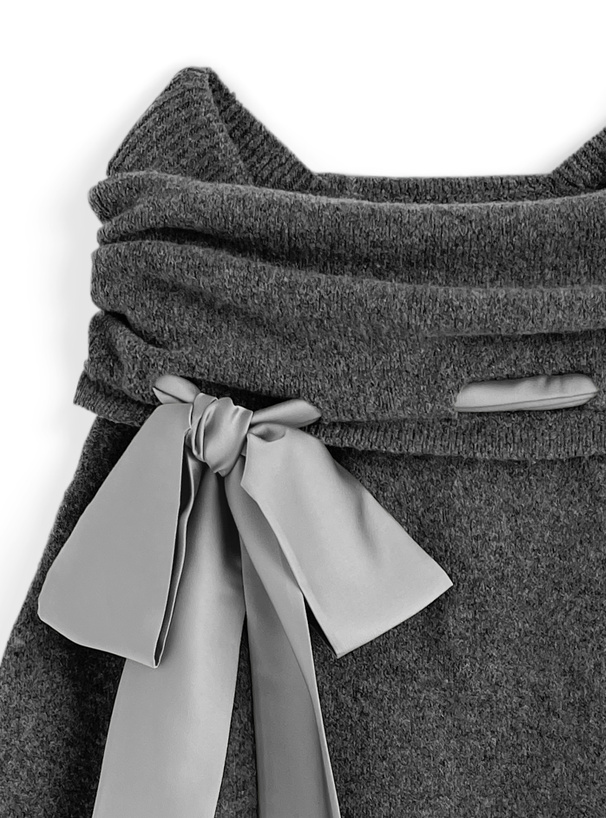 オフショルダーリボンニットトップス