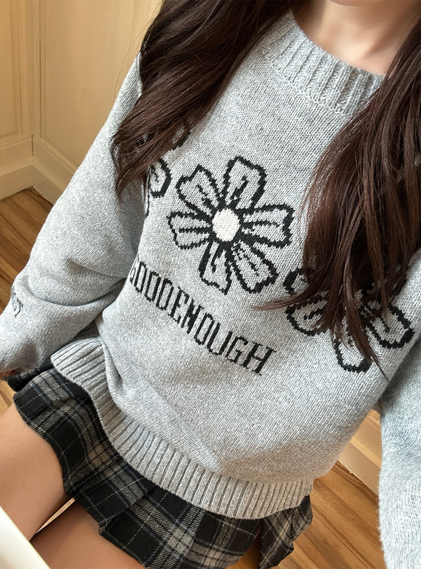 フラワーロゴニットトップス