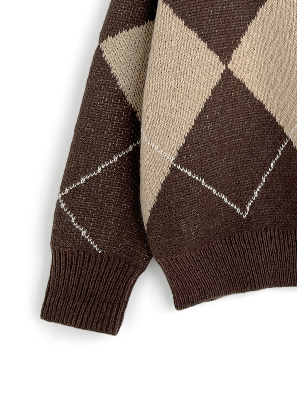 アーガイル柄オフショルダーニットトップス[fs76] | レディース