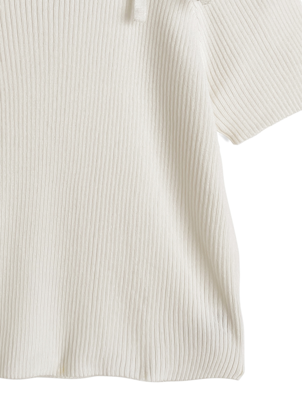 ドット柄フリルリボンオフショルダーニットトップス