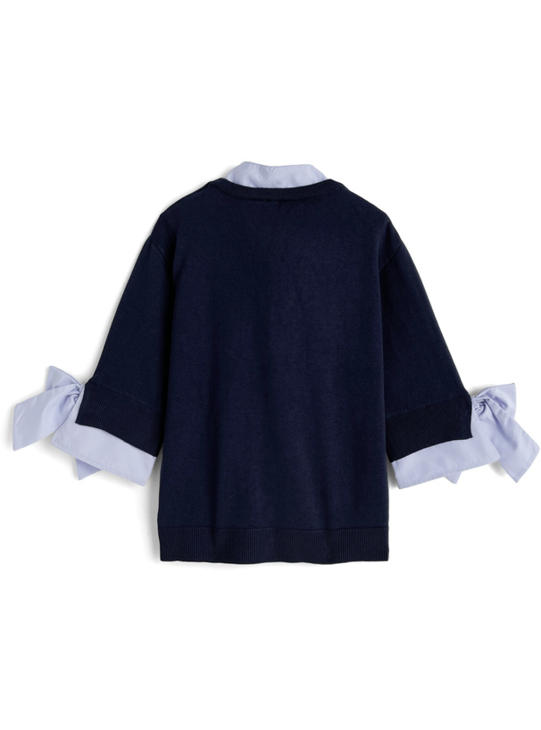 ボウタイ袖リボンニットトップス