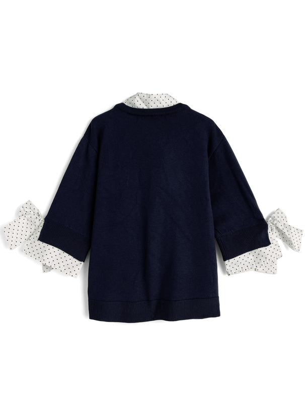 ボウタイ袖リボンニットトップス