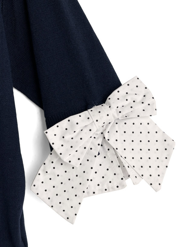 ボウタイ袖リボンニットトップス