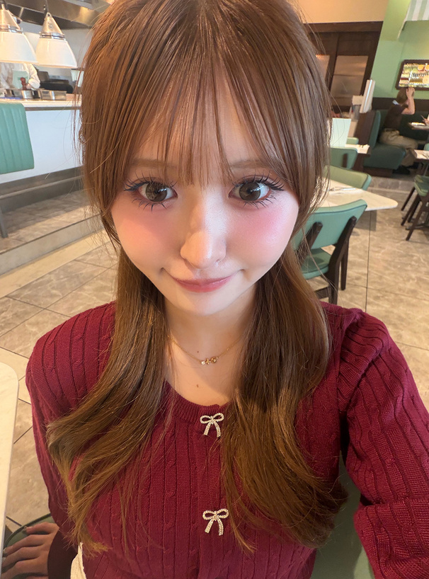 ビジューリボンケーブル編みニットカーディガン