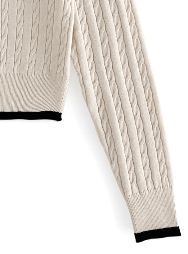 テディベア刺繍ラインニットトップス