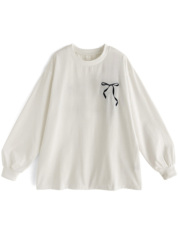 リボン刺繍ロンT[fu113] | レディースファッション通販のグレイル(GRL