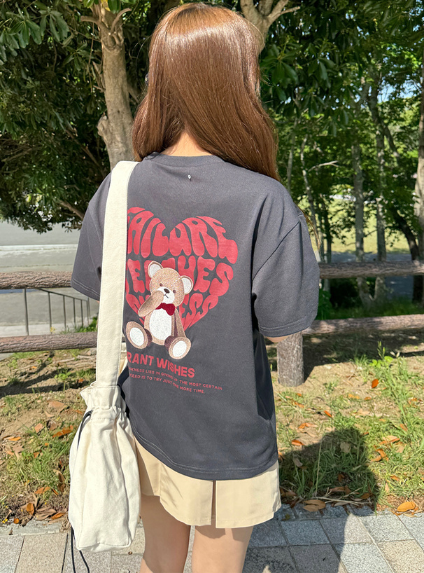 ハートロゴくま刺繍Tシャツ