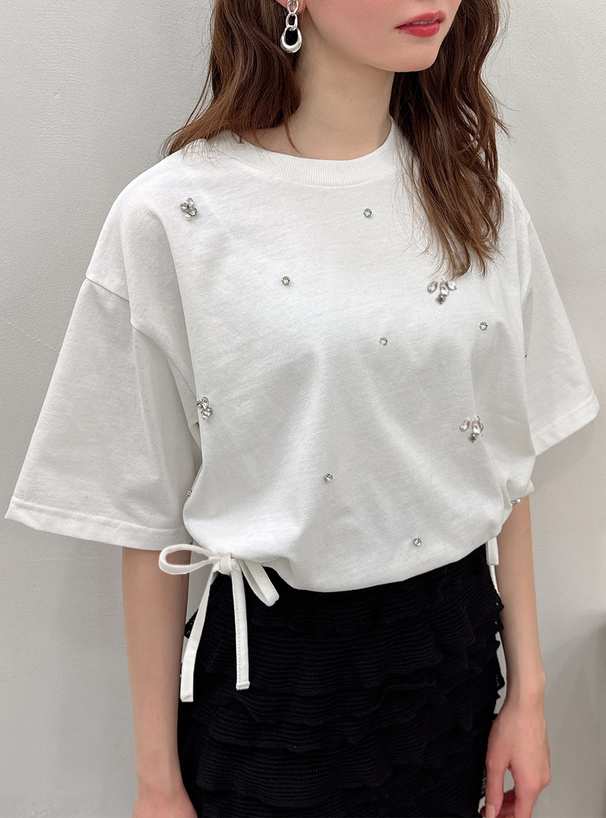 ビジューパールドロストTシャツ