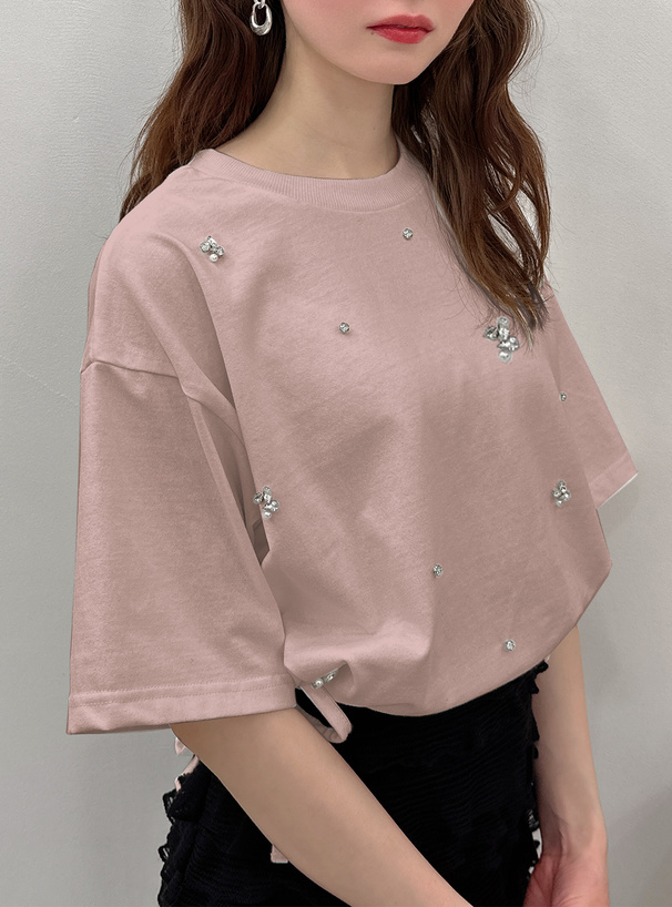 ビジューパールドロストTシャツ