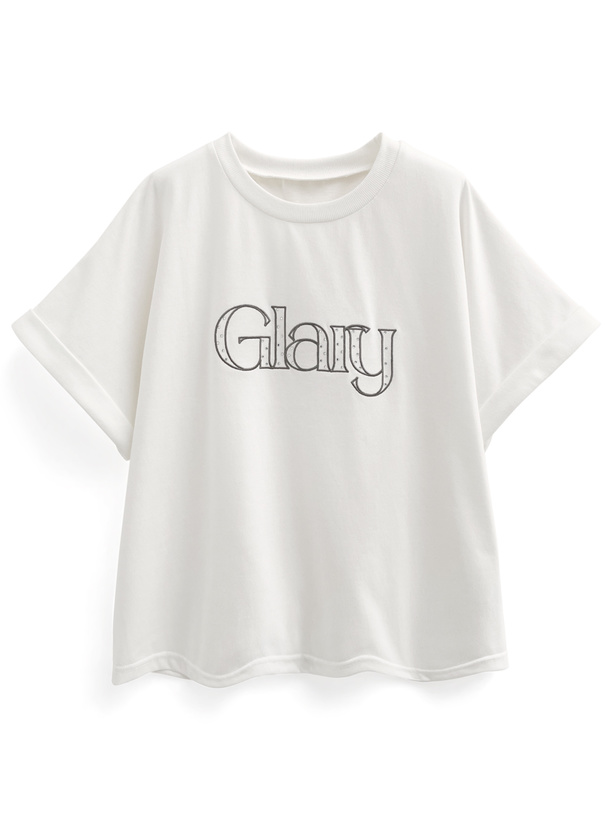 ラインストーンロゴ刺繍Tシャツ