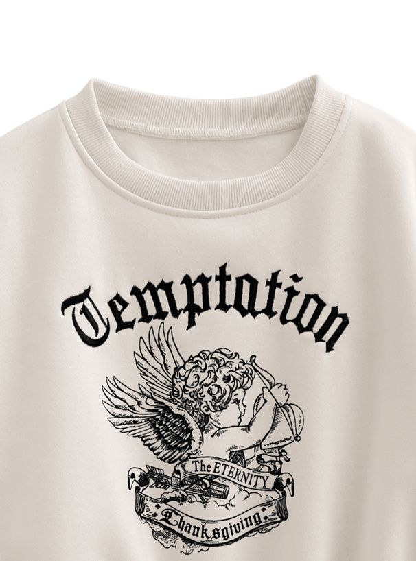 エンジェルプリントドロストスウェットトップス