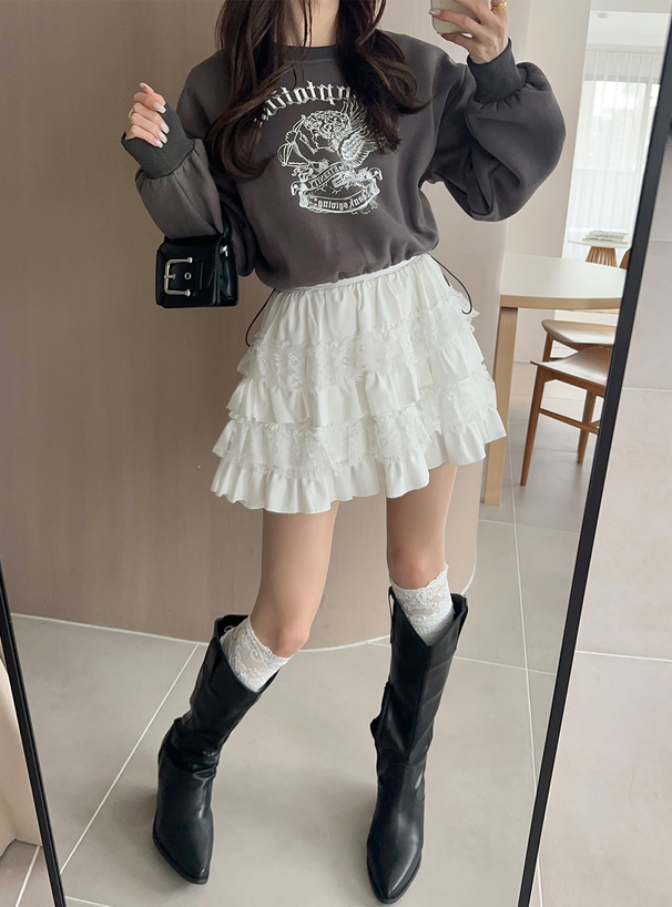 エンジェルプリントドロストスウェットトップス